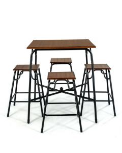 5 Piece Bar Table Set with Counter Height Backless Stools