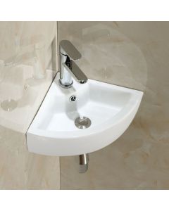 Bathroom Corner Ceramic Vessel Sink with Pop-up Drain