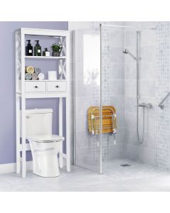 X-Frame Over The Toilet Bathroom Storage Shelf with 2 Drawers