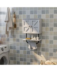Bathroom Wall Cabinet with Double Door and Open Shelf and Towel Rack