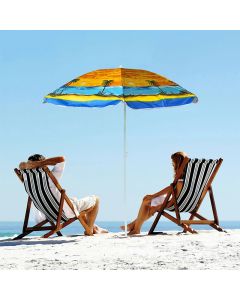 1.8m Beach Parasol Garden Parasol Sunshade for Outdoor Terrace - Palm Trees