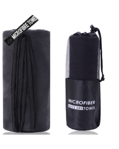 Compact Fast Drying Microfibre Beach Towel for Travel Camping Swimming 80*180cm - Black