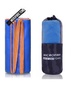 Compact Fast Drying Microfibre Beach Towel for Travel Camping Swimming 80*180cm - Blue