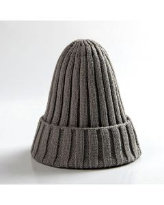 Chunky Ribbed Beanie Hat Plain Mens Womens Knitted Winter Knit Cap - Grey