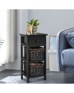 Bedside Table Made of Paulownia Wood in Country House Style
