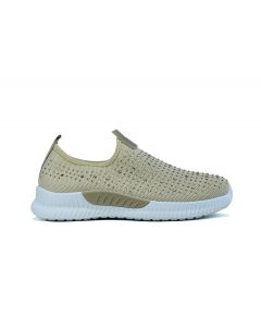 L20-33 Diamante Studded Textured Lace Sports Fashion Trainer