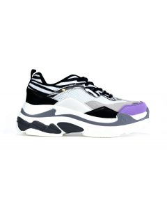 T2232eel/n/z Ladies Chunky Sole Fashion Trainer In 3 Vibrant Variations WHITE/LILAC/GREY UK 5
