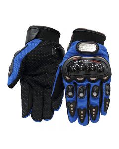 Men Thermal Waterproof Motorbike Motorcycle Gloves Carbon Knuckle Protection Gloves - Blue/XL