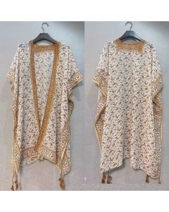 Women Kimono Cardigan Bikini Cover Up Chiffon Printed Loose Beach Summer kaftan - Camel