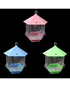 Hexagon Metal Bird Cages for Budgie Finch Canary 26 x 30 cm - Random Colours