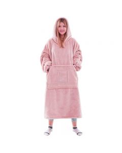 Oversized Blanket Hoodie Super Soft Warm Cozy Wearable Sweatshirt Hoodie - Pink