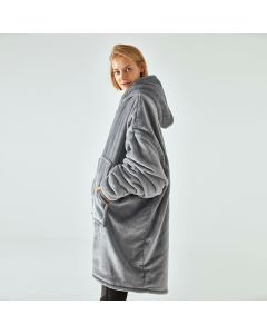 Super Wide Loose Cozy Oversized Wearable Hoodie Sweatshirt Blanket for Adults Men Women - Grey