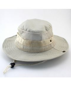 Breathable Sun Hat Bucket Cargo Safari Bush Boonie Summer Fishing Hat for Outdoor Camping - Beige