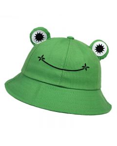 Cute Frog Bucket Hat Cotton Fisherman Sun Protector Cap - Green