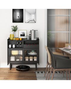 Buffet Sideboard with 2 Sliding Tempered Glass Doors