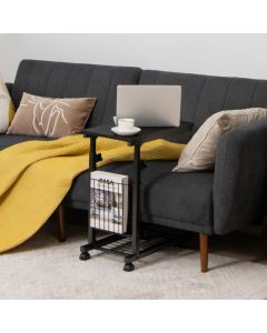 C-shape Adjustable End Table with Storage Basket