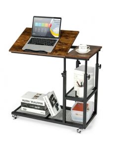 Mobile Couch Side Table with Height Adjustable Storage