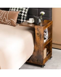 C-Shaped Side Table with Storage Shelf for Bedroom and Living Room