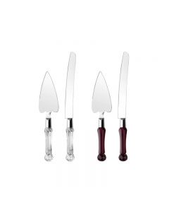 Cake Cutting Server Set of 2 Plastic Crystal Shaped Handle - Random Colours