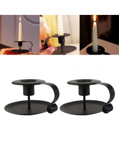 2 pcs Candlestick Holders with Handrail Candle Stands Vintage Decoration for Christmas Halloween Valentines
