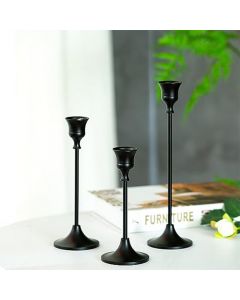 3pcs Candlestick Holder Decorative Candle Holder for Fireplace Dinning Table Home Decorations - Black