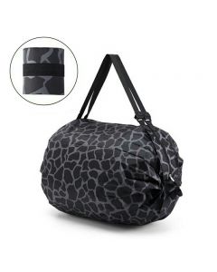 Foldable Shopping Bag One-shoulder Bag Portable Storage Canvas Bag for Travel - Black