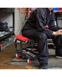 150 kg Capacity Rolling Mechanic Stool with Tool Tray