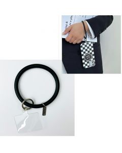 Silicone Bracelet and Pendant for Mobile Phone Shell Car Keychain Key Ring - Black