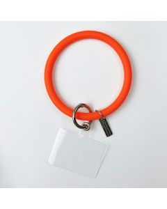 Silicone Bracelet and Pendant for Mobile Phone Shell Car Keychain Key Ring - Orange