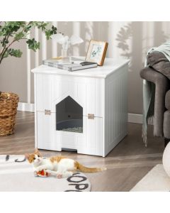 Cat Litter Box Enclosure with Flip Magnetic Half Door