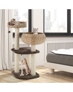 Indoor Cat Tree with Sisal Scratching Post and Hanging Toy Ball