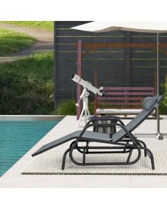 Outdoor Chaise Lounge Glider Chair with Armrests and Pillow