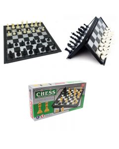 High Class Chess Set Ivory Black 36 Pieces Magnetic Board 19.3 x 19.3cm