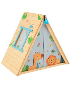 2-in-1 Children Climbing Playhouse with Front Bell and Window