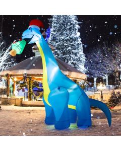 310 cm Christmas Inflatable Dinosaur Bite Gift with Hat