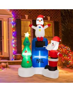 185 CM Christmas Inflatables Lighted Mailbox Santa Claus