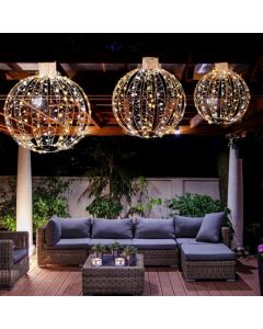 3 Pieces Christmas LED Ball Lights with 30 Cable Ties for Tree Lawn Garden