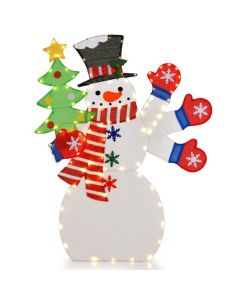 Christmas Snowman Decoration with Waving Hand and 140 LED Lights
