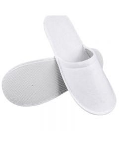 White Towelling Hotel Slippers Closed Toe Terry Spa Guest Slippers