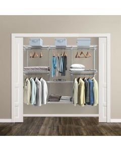 Closet Organiser System with Hanging Rod and Adjustable Metal Rail