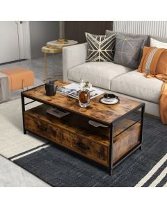 Coffee Table with Storage Drawers and Shelf