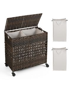 110L Collapsible Laundry Hamper Lid and Removable Liner Bag