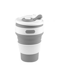 Collapsible Silicone Telescopic Water Bottle Foldable Portable Leakproof Cup - Grey