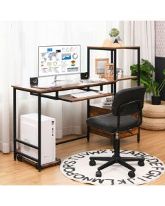 Computer Desk with Storage Shelves and Freestanding CPU Stand