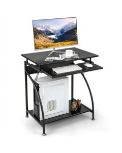 Computer Desk Laptop Table with Keyboard Tray and Storage Shelf