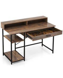 Computer Desk Workstation with Monitor Stand and Drawer