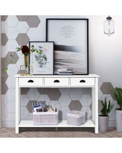 120cm Console Table with 3 Drawers and Storage Shelf