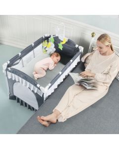 4 in 1 Convertible Baby Bed with Detachable Canopy and Changing Table