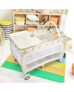 3 in 1 Convertible Bassinet Cot with Changing Table and Toy Bar