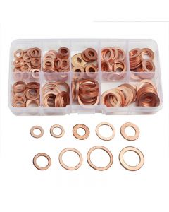 200 pcs Assorted Solid Copper Car Engine Crush Washers Set Seal Flat Ring